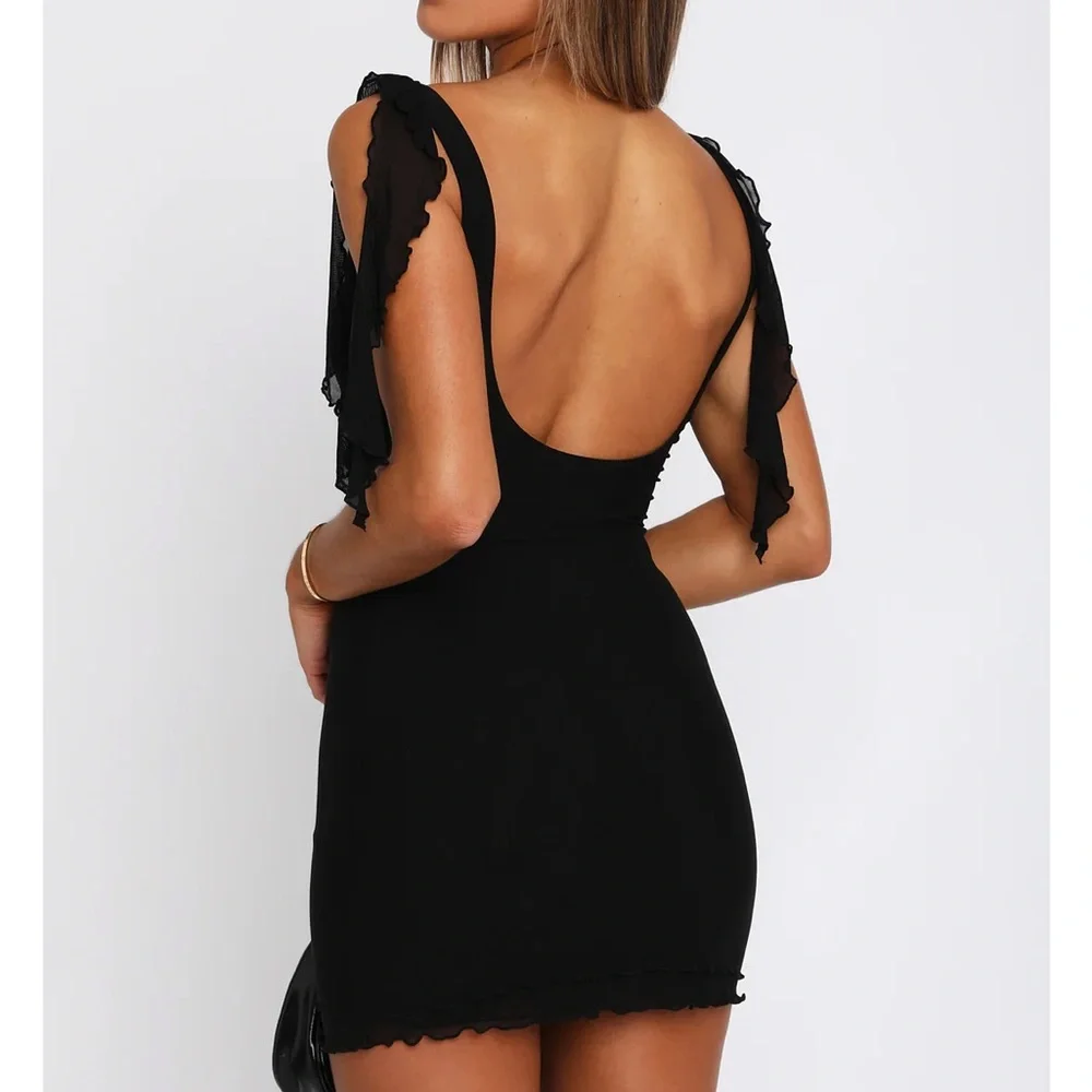 NWT White Fox Mini Black Dress - Picture 3 of 4